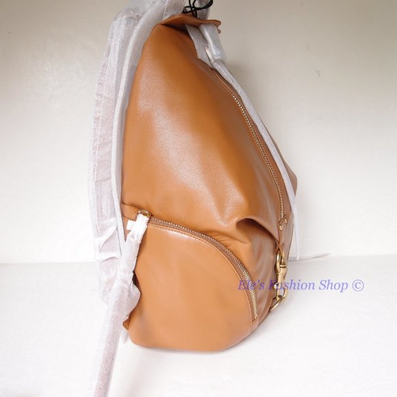 ❤️ NWT Rebecca Minkoff Julian Jumbo Leather Backpack Caramello Brown AUTHENTIC main image 4